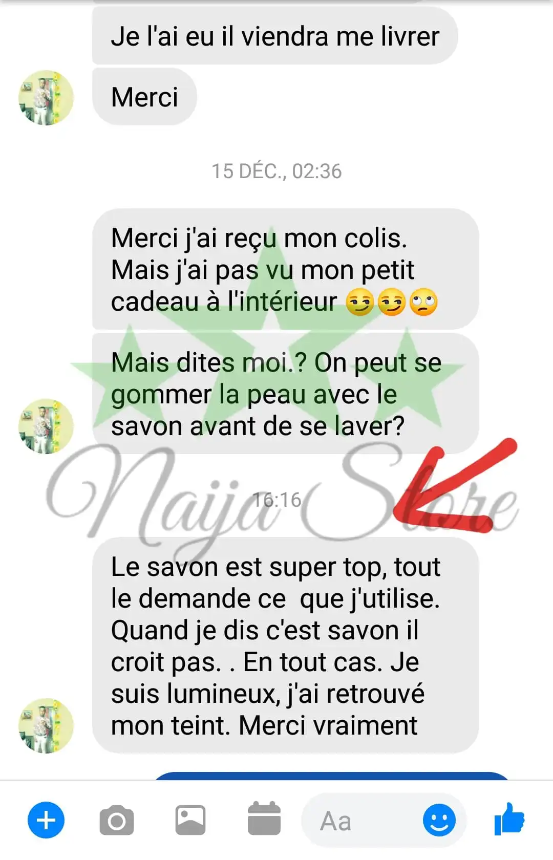Témoignage Facebook Marie — très bon savon, confession