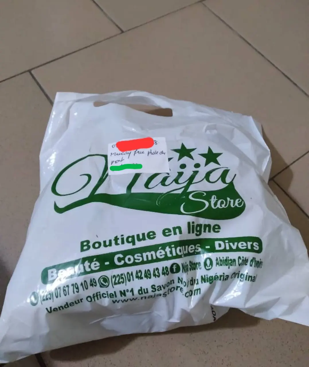 Témoignage — de reception d'un colis livré dans le sac Naija Store 